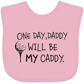 inktastic 1 Day, Daddy Will Be MY Caddy- Kids Golfing Baby Bib Pink 2c49a