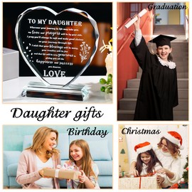 Daughter Birthday Gift Crystal Gift for Daughter Heart Mother Daughter Gift Keepsake Graduation Birthday, Wedding, Engagement, Valentine's Day, and Christmas Gifts for Daughter