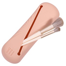 PNEUICALLY Makeup Brush Holder Large Capacity Travel Silicone Makeup Brush Bag Portable Makeup Brush Travel Case Soft and Sleek Travel Essentials (Khaki)