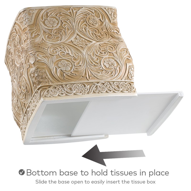 Creative Scents Victoria Tissue Box Cover Square – Beige Tissue