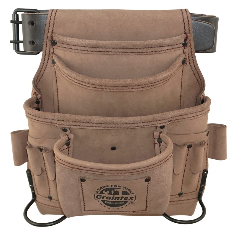 Graintex ST2140 10 Pocket Nail & Tool Pouch Top Grain