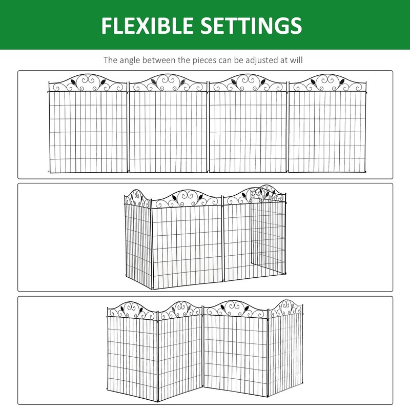 Outsunny Garden Fence Animal Barrier for Dogs, 4 Pack, 44
