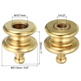 PATIKIL 1" Tall Brass Lamp Finials Cap Knob, 2 Set Lamp Screw Holder Tapped 1/4-27 for Table and Floor Lamp Shade Decorations