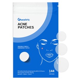 GOESTRIC Pimple Patches for Face, Hydrocolloid Acne Patches,Invisible Zit Stickers for Covering Blemishes,3 Sizes (144 Count)