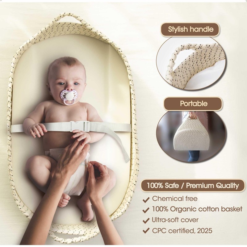 J&Joo Baby Changing Basket - Waterproof Pad Cover, Portable, Changing
