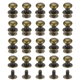 sourcing map 8mm Ball Head Stud Rivets Screw Back, 20Pack Round Head Button Nipple Rivet for DIY Leather Craft Handbag Belt, Bronze Tone