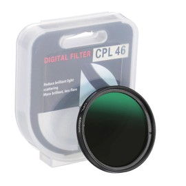 PATIKIL 46mm Circular Polarizer Filter, Camera Lens Filter Slim Optical Glass with Len Cap for Video Vlog Portrait Photography, Black