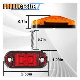 10PCS 2.5 Inch LED Trailer Lights, 2 Diode Oval Side Marker Lights, Waterproof LED Clearance Indicators Lights, Front Rear Signal Running Light Surface Mount for Camper Truck Boat RV (Amber+Red)