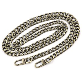 47.2 inch DIY Iron Flat Chain Belt, Handbag Replacement Belt, Shoulder Belt, Wallet Chain Belt, Metal Buckle (Bronze 1 PCS)