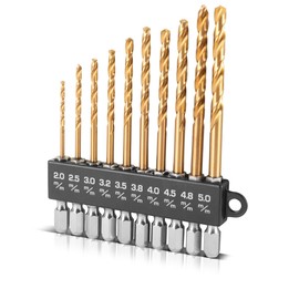 STAHLWERK 10-Piece Universal Twist Drill Bit Set 2-5 mm with Hexagonal Shank, Metal Drill, Wood Drill Bit Set Made of Robust Steel for Drilling Metal, Wood and Plastic