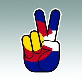 RDW Colorado State Shaped Peace Sign Sticker - Die Cut - Decal Hippie 60s Love CO 3.17" x 5.00"