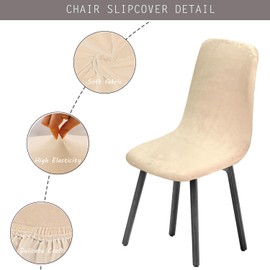 KELUINA Dining Chairs Covers Set of 2/4/6, Style Shell Mid Century Modern Accent Side Chair Covers (Beige, 6 PCS)