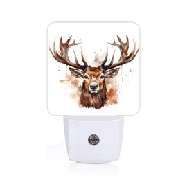 FSHVQKD Watercolor Forest Deer Night Light,Plug-in Nightlights Auto Sensor Night Lamp Dusk-to-Dawn Lamp Home Decor for Nursery Children Girls Boys