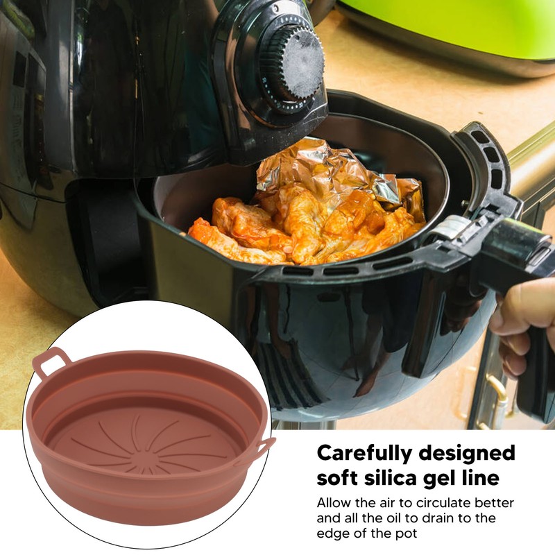 2PCS Fryer Silicone Liners Round 21cm Diameter with Handle Fryer