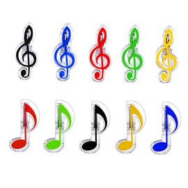 Taicols Pack of 10 Book Side Clips, Music Note Clip, 5 Colours Clips for Music Stand, Music Clip, Music Clip, Treble Clef, Decorative Sheet Holder for Sheet Music Book Pages
