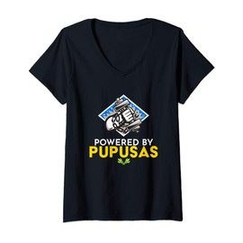 Womens Loroco, Powered By Pupusas from El Salvador V-Neck T-Shirt
