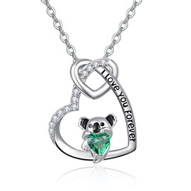 Palpitate Koala Necklace Koala Gifts 925 Sterling Silver Koala Heart Pendant Necklaces Jewelry for Women Wife Mom Daughter Birthday Gift