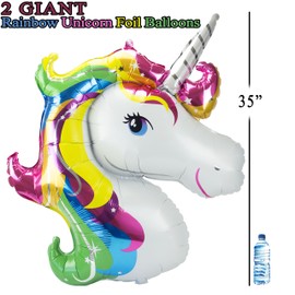 SAKIBO Giant Rainbow Unicorn Party Supplies 35in Foil 12in Latex Assorted Color Balloons Kids Birthday Baby Shower Decoration Pack of 26