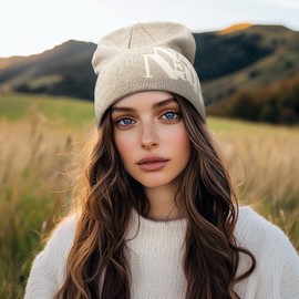 Clakllie Graphic Beanie for Men Y2k Beanies Cuffed Knitted Hats Hip Hop Funny Toque Skullcap Watch Cap for Ski,KHAM2411-Khaki