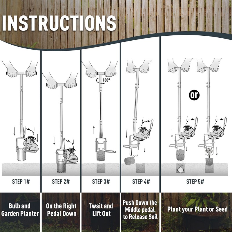 Altdorff Bulb Planter Tool, Sod Plugger with Long Handle Serrated