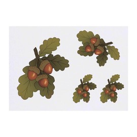 4 x 'Acorns and Oak Leaves' Temporary Tattoos - Water Resistant, Skin-Safe, Non-Toxic Transfers, Mixed Sizes (TO00087008)