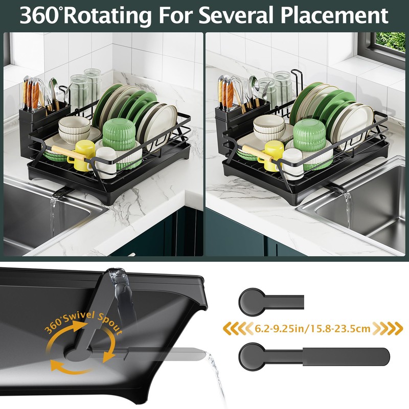 Epicano Dish Drying Rack for Kitchen Counter,Space-Saving Dish Rack,Rustproof Dish