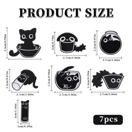 7 Funny Black Cat Brooches Lapel Pins Cute Lapel Pins Cat Brooches Cute Enamel Cat Brooches Lapel Pins Animals