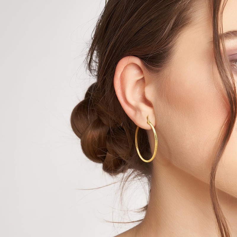 KKR 14K Gold Earrings for Women Statement 14K Gold Hoop