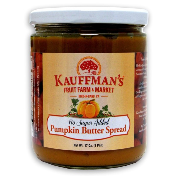 Kauffman's Fruit Farm Homemade Pumpkin Butter Spread, No Granulated Sugar Added, 17 Oz. (Pack of 2)