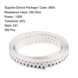 uxcell Surface Mounted Devices Chip Resistor, 330 Ohm 1/8W 0805 Fixed Resistors, 5% Tolerance 300pcs