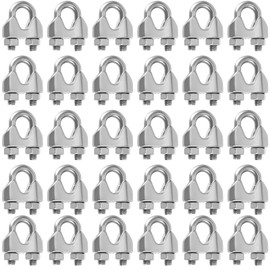 SEUNMUK 40 Pack 5/16 Inch Wire Rope Clamp, 304 Stainless Steel M8 Wire Rope Cable Clip Clamp, Premium and Strong U Bolt Saddle Guy Fastener, Silver