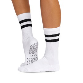 TAVI NOIR Kai Fashion Crew Grip Socks, Small, White