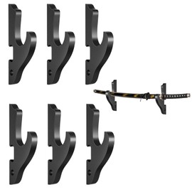 6 Pieces Sword Hook Wall Mount Samurai Sword Hanger for Wall Adjustable Wooden Sword Rack Decorative Katana Holder Martial Arts Weapon Stands Display with 6 Pcs Nails for Saber Tanto Rapier Cosplay