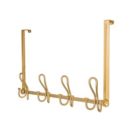 FantasHome Double Prong Over The Door Hook Rack with 12 Hooks – Gold