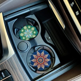 Car Coasters for Cup Holders Absorbent 2 Pack,Ceramic Auto Cupholder Coasters for Drinks,Car Accessories Absorb Water Drops to Keep Your Car Cup Holders Clean and Dry,2.56" Diameter