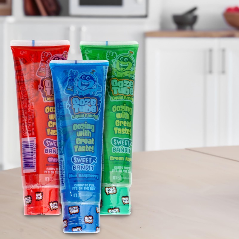 Ooze Tube Liquid Candy Assorted Flavors, 4 Ounce Each (Pack