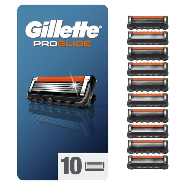 Gillette ProGlide Razor Blades Men, Pack of 10 Razor Blade Refills with Precision Trimmer, 5 Anti-Friction Blades