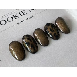 ⭐️ [Gold Leopard Nail Tip] Parts can be added ⭐️ - Long Oval / ⭐️ [골드 레오파드 네일팁]  파츠추가 가능 ⭐️ - 롱오발