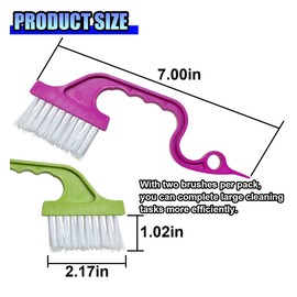 ZIMISI 2PCS Window Track Cleaning Brush, Plastic Car Crevice Cleaning Tool with Ergonomic Handle, Multipurpose Hard Bristle Sliding Door Groove Gap Cleaner (Green/Rose Red)