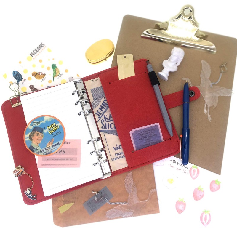 A6/A5, 6 Holes, Felt Cover, Round, Ring Binder, Loose Leaf