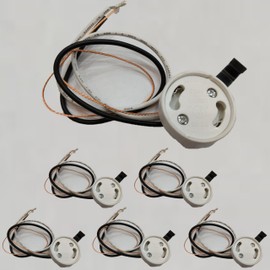 Diodesy- GU24 Socket with Side Clip & Ground Cord Cable Lamp Holder Twist and Lock Bi-Pin Base Ideal for Track Lighting Replacing Faulty or Outdated Socket Pack of 6