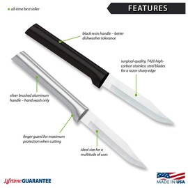 Rada Cutlery Everyday Paring Knife Stainless Steel Blade with Aluminum Made in USA, 6-3/4 Inches, 1-Pack, Silver Handle