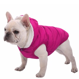 SAWMONG Dog Fleece Hoodie, Windproof Waterproof Dog Coat Fleece & Cotton Lined Warm Dog Jacket, Cold Weather Pet Apparel Clothes Vest for Small Medium Large Dog