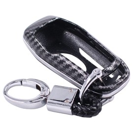 NewYall Carbon Fiber Smart Remote Key Fob Case Cover with Keychain for Ford Edge F-150 F-250 Super Duty Mustang 2015-2017 Explorer 2016-2017 Fusion for Lincoln MKZ 2013-2017