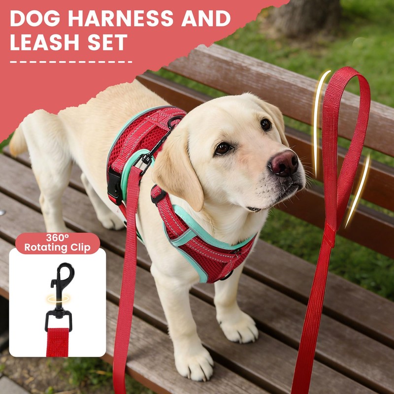 PAWDAY No-Pull Dog Harness with Dog Leash Breathable Mesh Adjustable