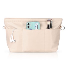 Etercycle Handbag Organiser, Nylon Bag Organiser with Key Ring, Inner Pockets, Waterproof for Handbags Organiser, beige