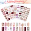 Calcomanías uñas esmalte pegatina, 8 Hojas envoltura completa 3D calcomanías