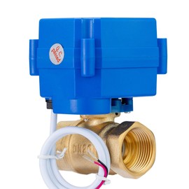 1" Motorized Ball Valve Brass Ball Valve with Standard Port, 9-24V AC/DC and 2 Wire Auto Return Setup