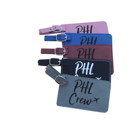 Philadelphia Crew Luggage Tag, American PHL Crew Base Set of Two, (Grey)