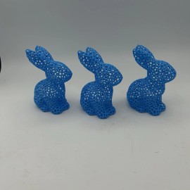Eclectic Easter Bunnies Rabbits Colorful Unique Spring Decor 3D Printed Set Of 3 Blue